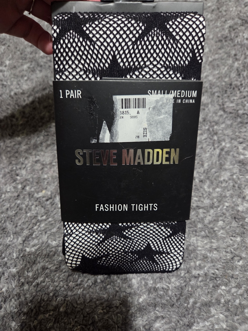 Steve Madden Black and White Fishnet Star Fashion Tights
